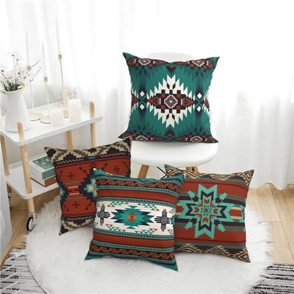 Western Native American Throw Pillow Covers 18X18 Southwestern Boho Aztec Navajo - Picture 2 of 7